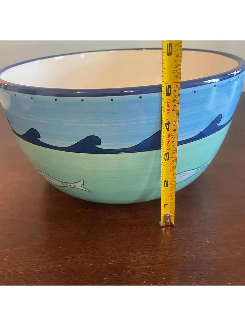 Blue Ceramic Fish Bowl - Brushes